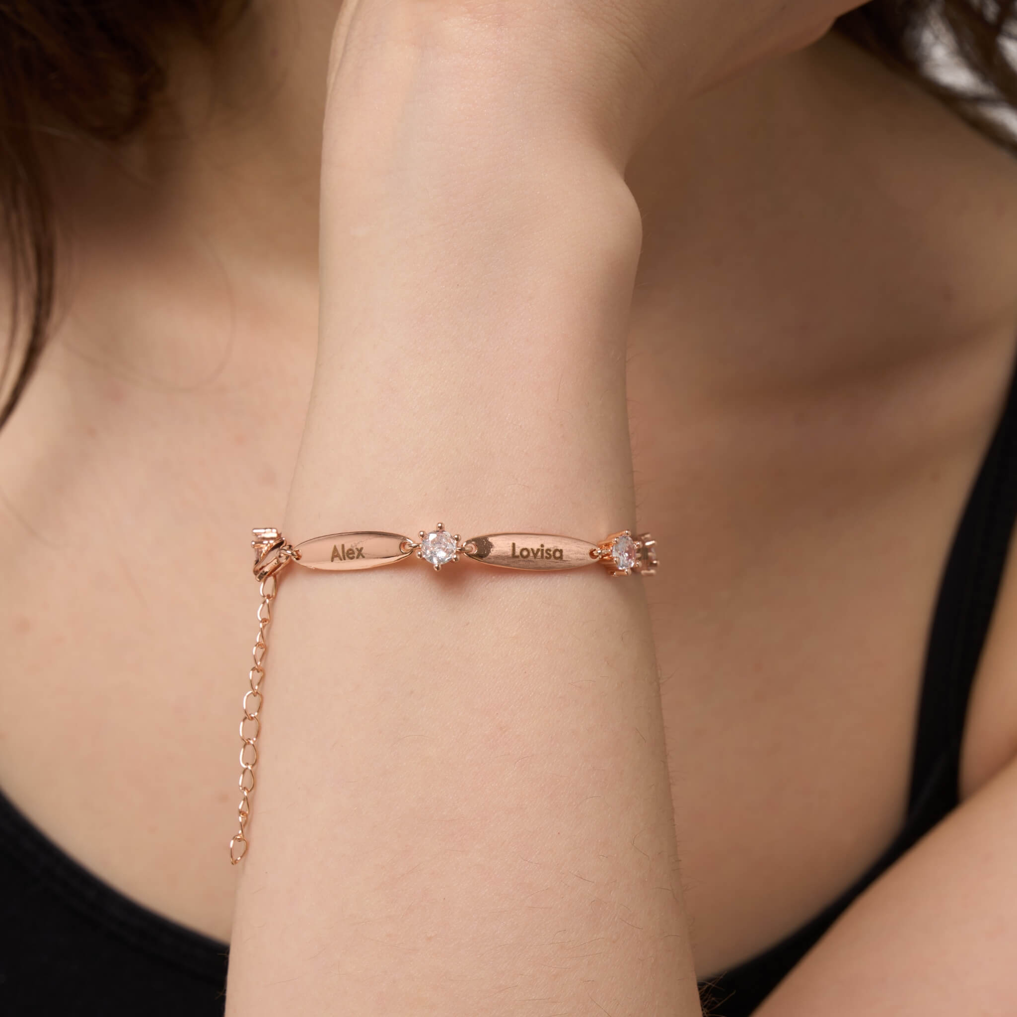 Personalized Bar Bracelet with Crystals