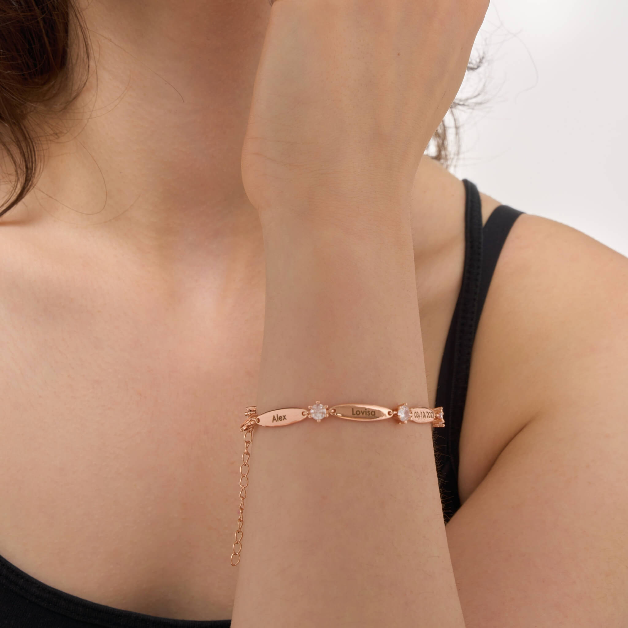 Personalized Bar Bracelet with Crystals