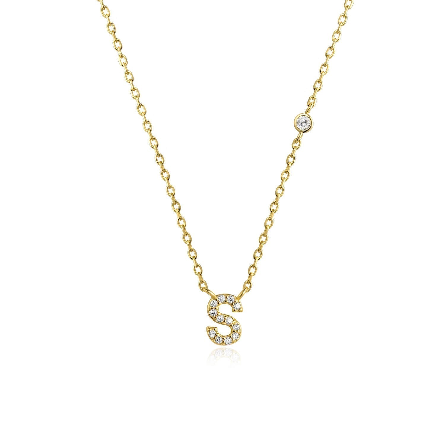 Letter Necklace with Stone