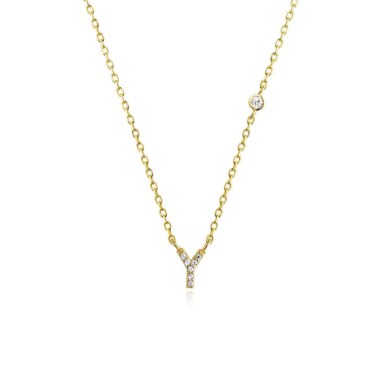 Letter Necklace with Stone